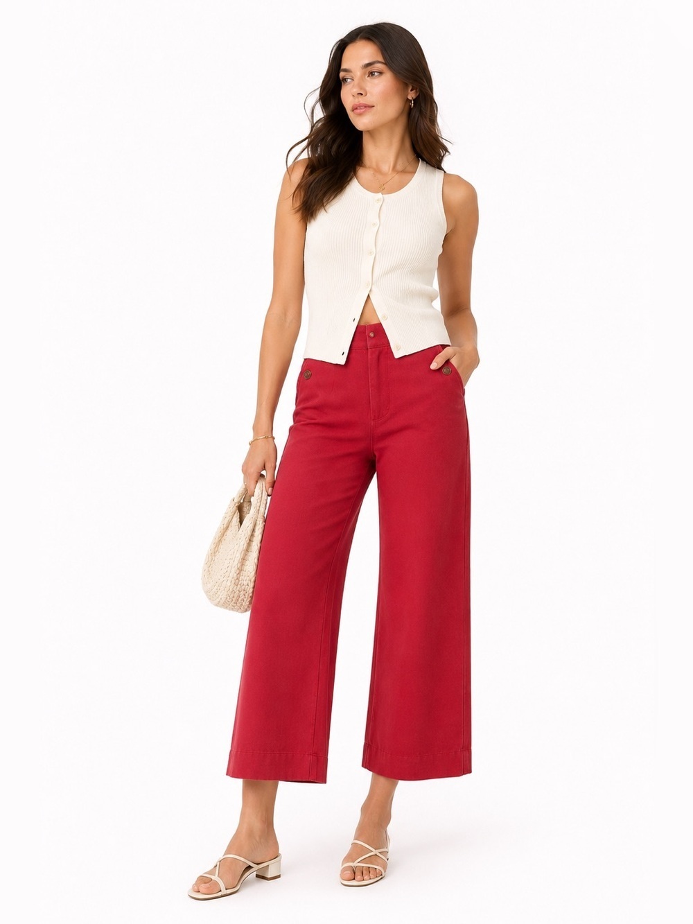 SPANX Wild Rose Wide Leg Crop Pants XS NWT